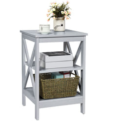 3-Tier Nightstand Side Table X-Design End Table Bed Side Table-Grey