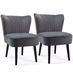 Velvet Accent Chair Set of 2 Modern Leisure Chair Armless Chair
