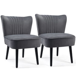Velvet Accent Chair Set of 2 Modern Leisure Chair Armless Chair