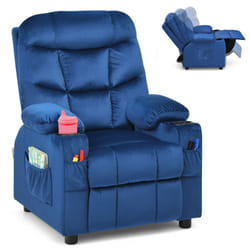 Kids Recliner Chair Velvet Fabric Adjustable Sofa Chair Gaming Lounge Chair