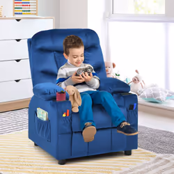 Kids Recliner Chair Velvet Fabric Adjustable Sofa Chair Gaming Lounge Chair