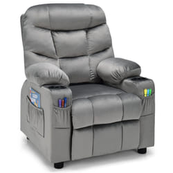 Kids Recliner Chair Velvet Adjustable Sofa Chair Gaming Lounge Chair-Grey