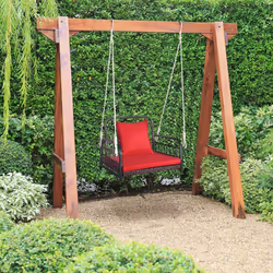 Hanging Porch Swing Chair Rattan Woven Rocking Chair w/Cushion