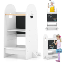 Multi-purpose Kids Kitchen Tower w/ Adjustable Height & Safety Rail White