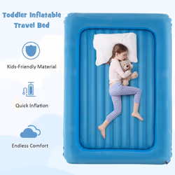 Inflatable Toddler Travel Bed Portable Kids Air Mattress Set-Blue