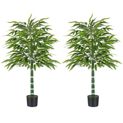 125 CM Artificial Bamboo Tree Set of 2 Faux Greenery Plants-Green