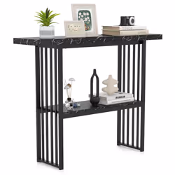 2-tier Console Table Sofa Table Modern Entryway Table-Black