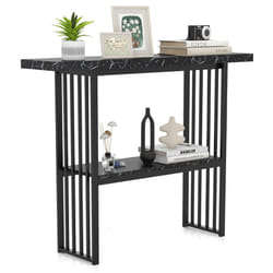 2-tier Console Table Sofa Table Modern Entryway Table-Black