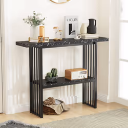 2-tier Console Table Sofa Table Modern Entryway Table-Black