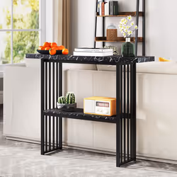 2-tier Console Table Sofa Table Modern Entryway Table-Black