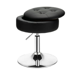 360 Swivel Bar StoolÂ With Lid Tufted Vanity Stool Adjustable Dining Chair-Black