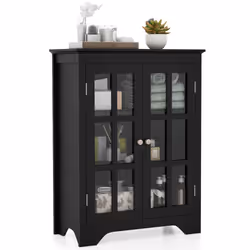 Bathroom Floor Cabinet Freestanding Display Storage Cabinet w/ Doors