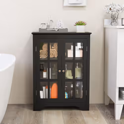 Bathroom Floor Cabinet Freestanding Display Storage Cabinet w/ Doors