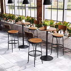 Round Top Pub and Bar Table Standing Bistro Table with MDF Top & Black Leg