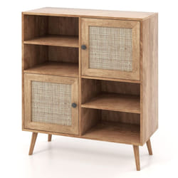 Rattan Sideboard Modern Buffet Cabinet Kitchen Boho Accent Cabinet