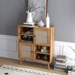 Rattan Sideboard Modern Buffet Cabinet Kitchen Boho Accent Cabinet