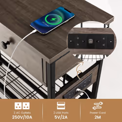 Entryway Table Narrow Console Table Coffee Bar Table w/Charging Station