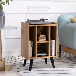 Record Player Stand Vinyl Record Storage Turntable Stand-Natural