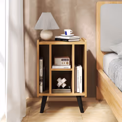 Record Player Stand Vinyl Record Storage Turntable Stand-Natural