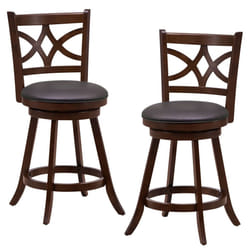 Set of 2 Bar Stools Counter Height Chair Pub 360 Swiveling Upholstered Seat 24"