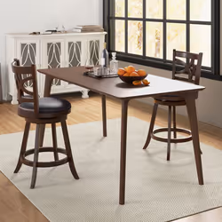 Set of 2 Bar Stools Counter Height Chair Pub 360 Swiveling Upholstered Seat 24"