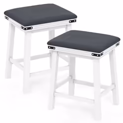 2Pcs 62cm Bar Stools PU Leather Padded Upholstered Counter Height Chair Backless