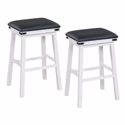 2PCS 76cm Bar Stools PU Leather Padded Upholstered Counter Height Chair-White