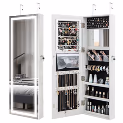120cm LED Mirror Jewelry Cabinet Door Wall Mounted Full Length Mirror