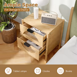 Bamboo Nightstand Mid-century Modern Bedside Table