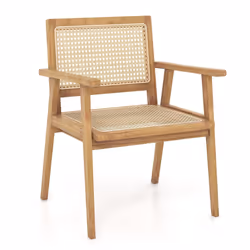 Modern Upholstered Accent Sofa Chair Wooden Armchair w/ Rubber Wood Armrests