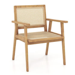 Modern Upholstered Accent Sofa Chair Wooden Armchair w/ Rubber Wood Armrests