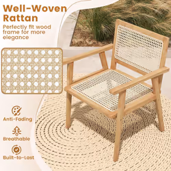 Modern Upholstered Accent Sofa Chair Wooden Armchair w/ Rubber Wood Armrests