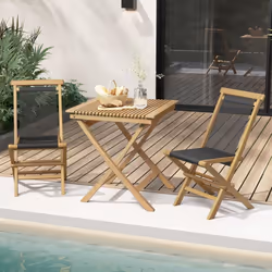 2 Piece Patio Folding Chairs Portable Garden Solid Teak Wood Dining Chairs