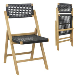 2 Piece Patio Folding Chairs Portable Garden Solid Teak Wood Dining Chairs