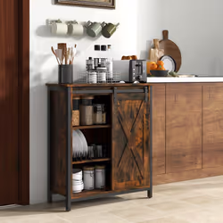 70cm Farmhouse Accent Storage Cabinet Rustic Sideboard Buffet Cabinet