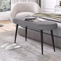 113 cm Ottoman Bench Bedroom Upholstered End of Bed Bench w/ Cushion