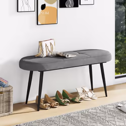 113 cm Ottoman Bench Bedroom Upholstered End of Bed Bench w/ Cushion