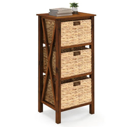 3-Tier Nightstand Sofa Side Table X-Shaped Frames 3-Drawer End Table