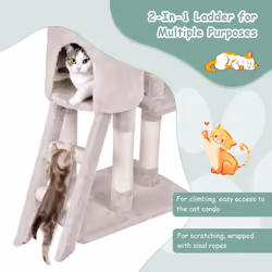 140cm Tall Cat Tree Multi-Layer Cat Tower With Sisal Scratching Posts-Beige