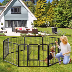 Indoor Outdoor Dog Playpen 8 Panel 60cm Height Pen Fence With Lock