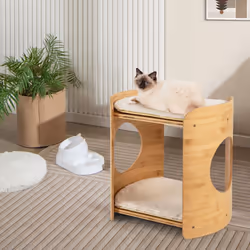 Elevated Cat Bed Cat Tower 2-Tier Cute Small Cat Tree With Cat Perch