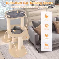150CM Multi-Level Cat Tree Wooden Cat Tower Large Pet Play House