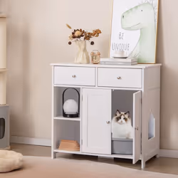 Cat Litter Box Enclosure Hidden Cat Washroom Side Cabinet With 2 Drawers