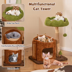 Multifunctional Cat Tree Modern Cat Tower With Scratching Posts