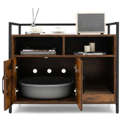 Cat Litter Box Enclosure Hidden Cat Washroom With Double Doors-Coffee