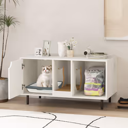 Cat Litter Box Enclosure Large Hidden Cat Washroom With Storage-White