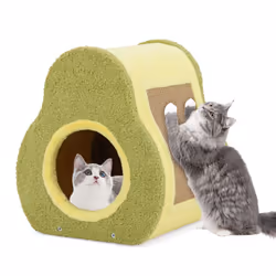 Avocado-shaped Cat House Cute Cat Shelter 35 x 33 x 40 cm-Green