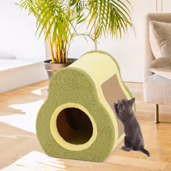 Avocado-shaped Cat House Cute Cat Shelter 35 x 33 x 40 cm-Green
