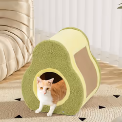 Avocado-shaped Cat House Cute Cat Shelter 35 x 33 x 40 cm-Green
