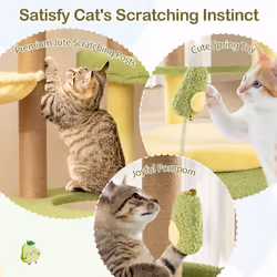 Multi-level Cat Tree Avocado Theme Cat Tower With Wide Perch-Green